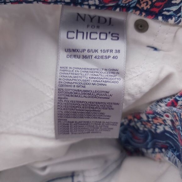 NYDJ For Chicos Floral Paisley Multicolor Skinny Ankle Liftxtuck Tech Jeans 6 - Picture 9 of 9